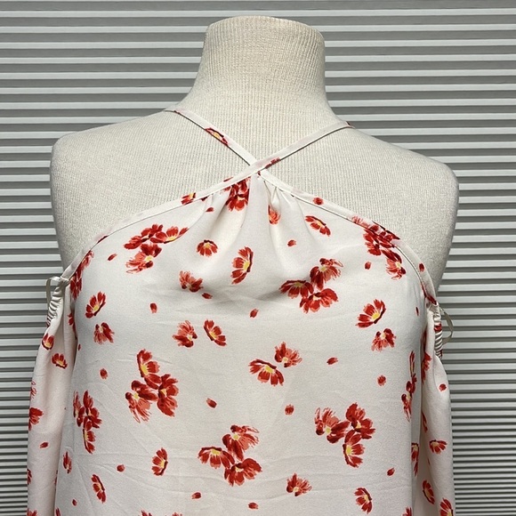 Sienna Sky NWT White and Pink Floral Print Cold Shoulder Peplum Top Size XS - Picture 3 of 10